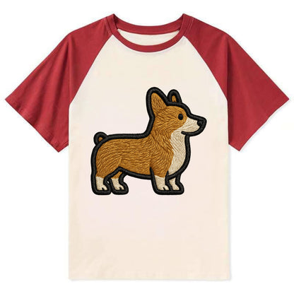 Pembroke Welsh Corgi - Trendy minimal sh - Contrast Raglan T-shirt - Red