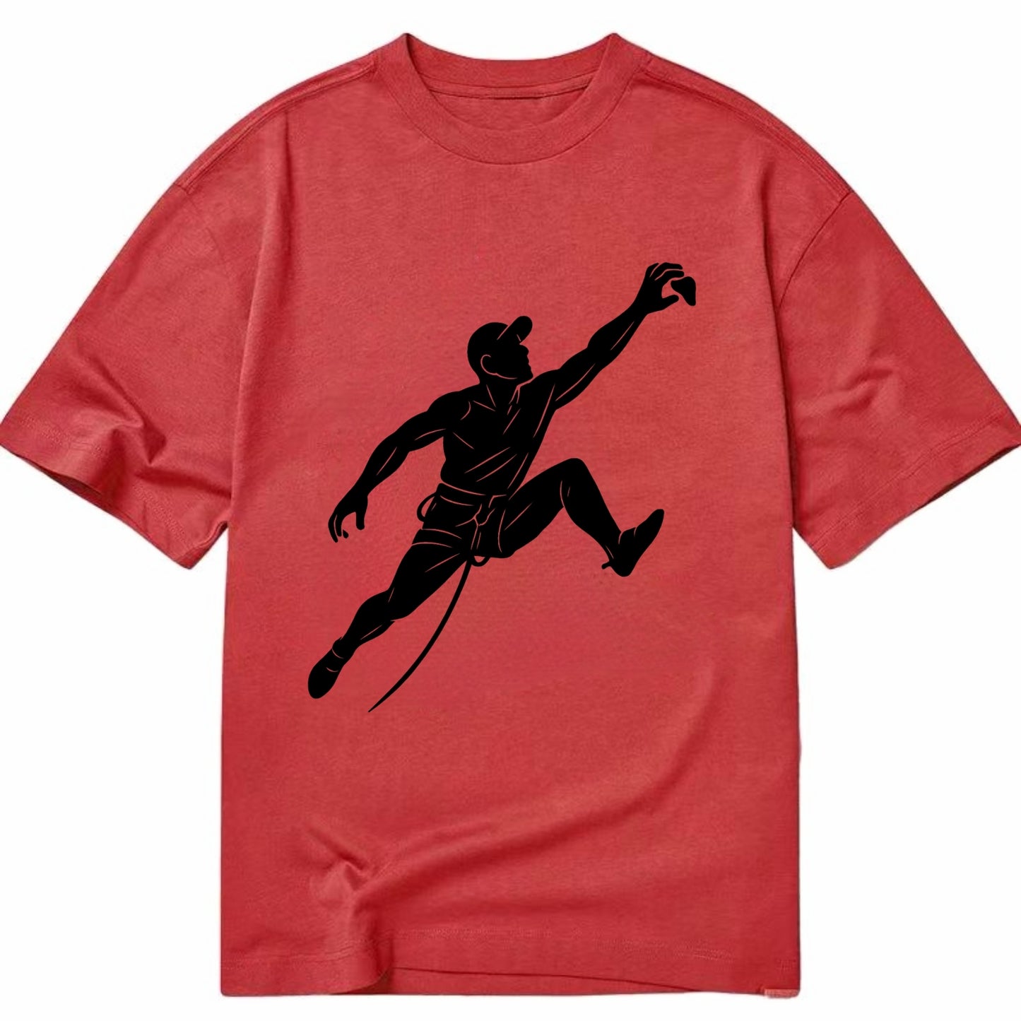 Rock wall climber reaching hold - Classic T-shirt - Red