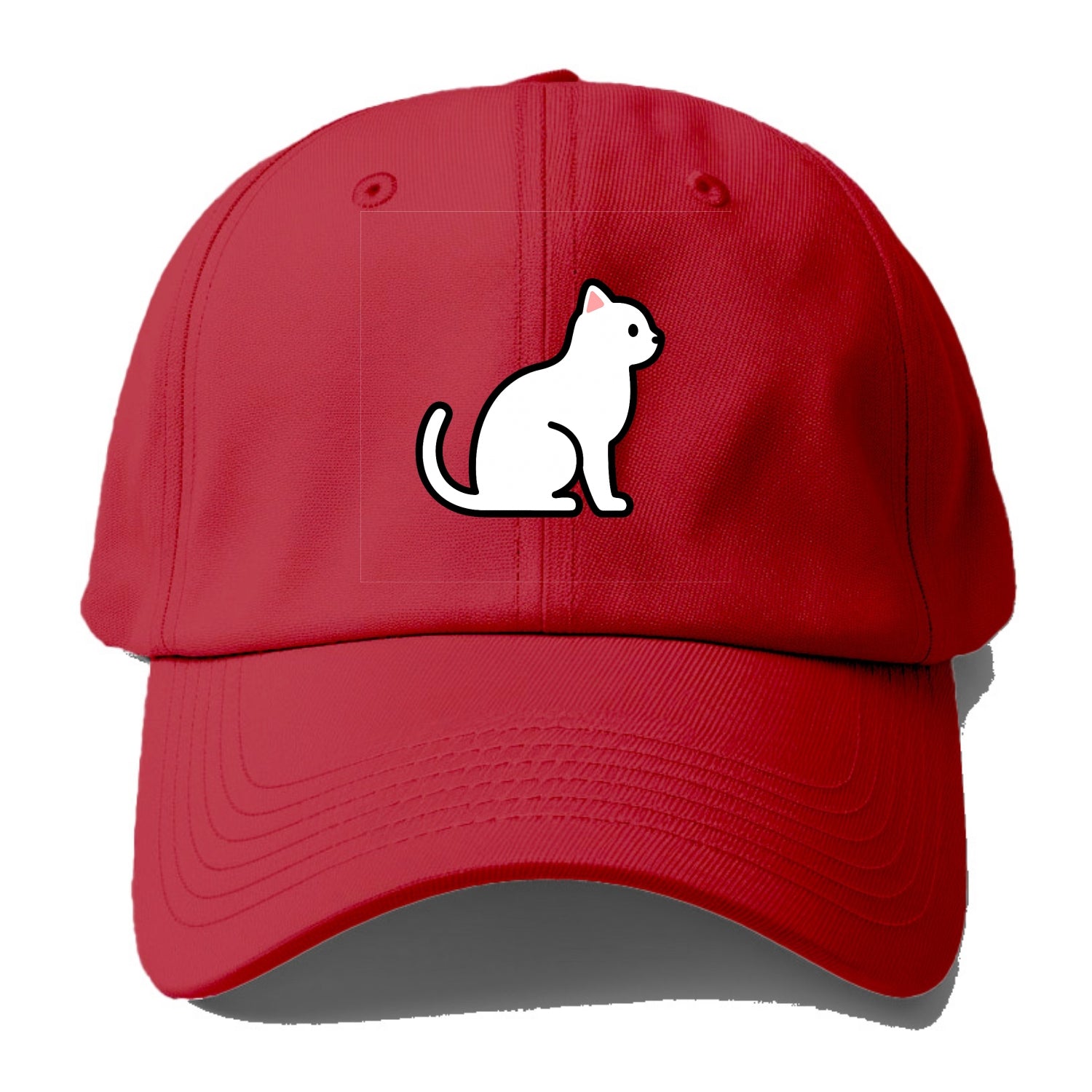 Domestic Shorthair - White classic flat side profile - Baseball Cap - Red
