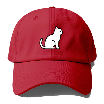 Domestic Shorthair - White classic flat side profile - Baseball Cap - Red