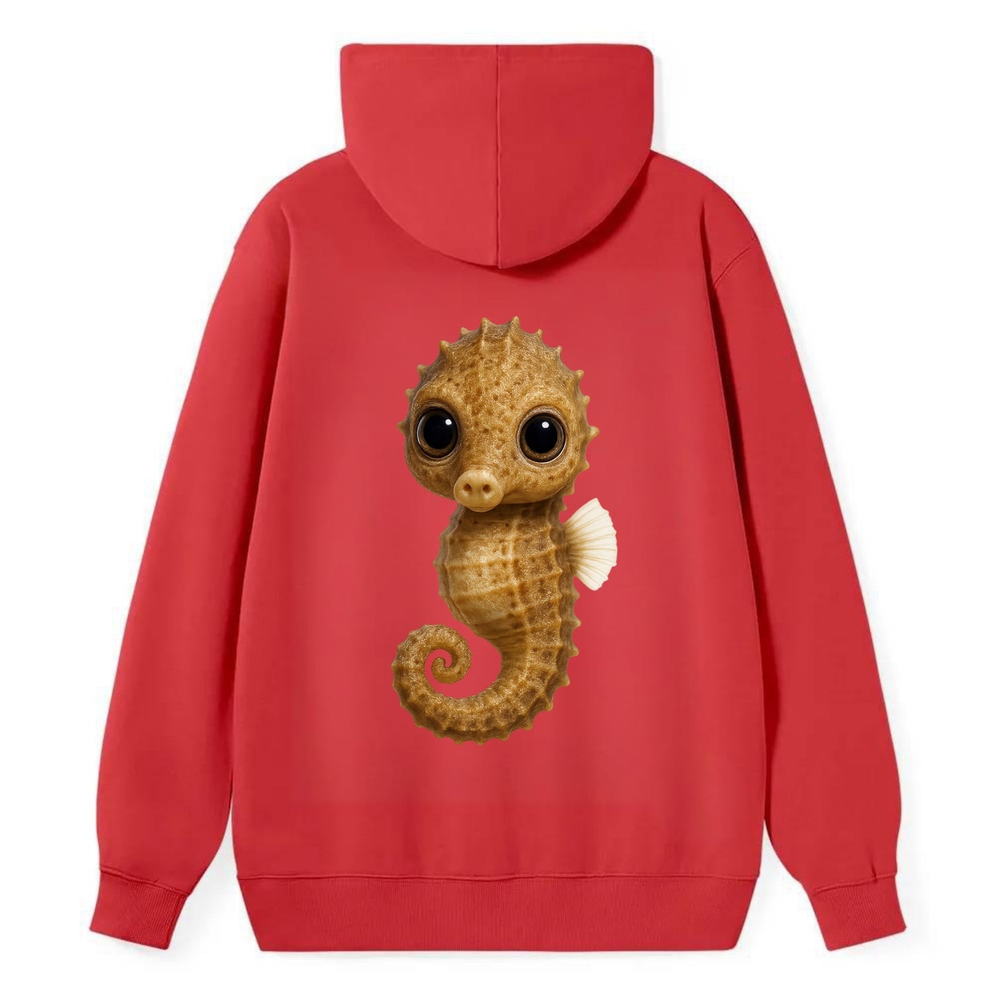 Baby Seahorse - curled tail, snout, large eyes, front-facing, delicate - Classic Pullover Hoodie - Red
