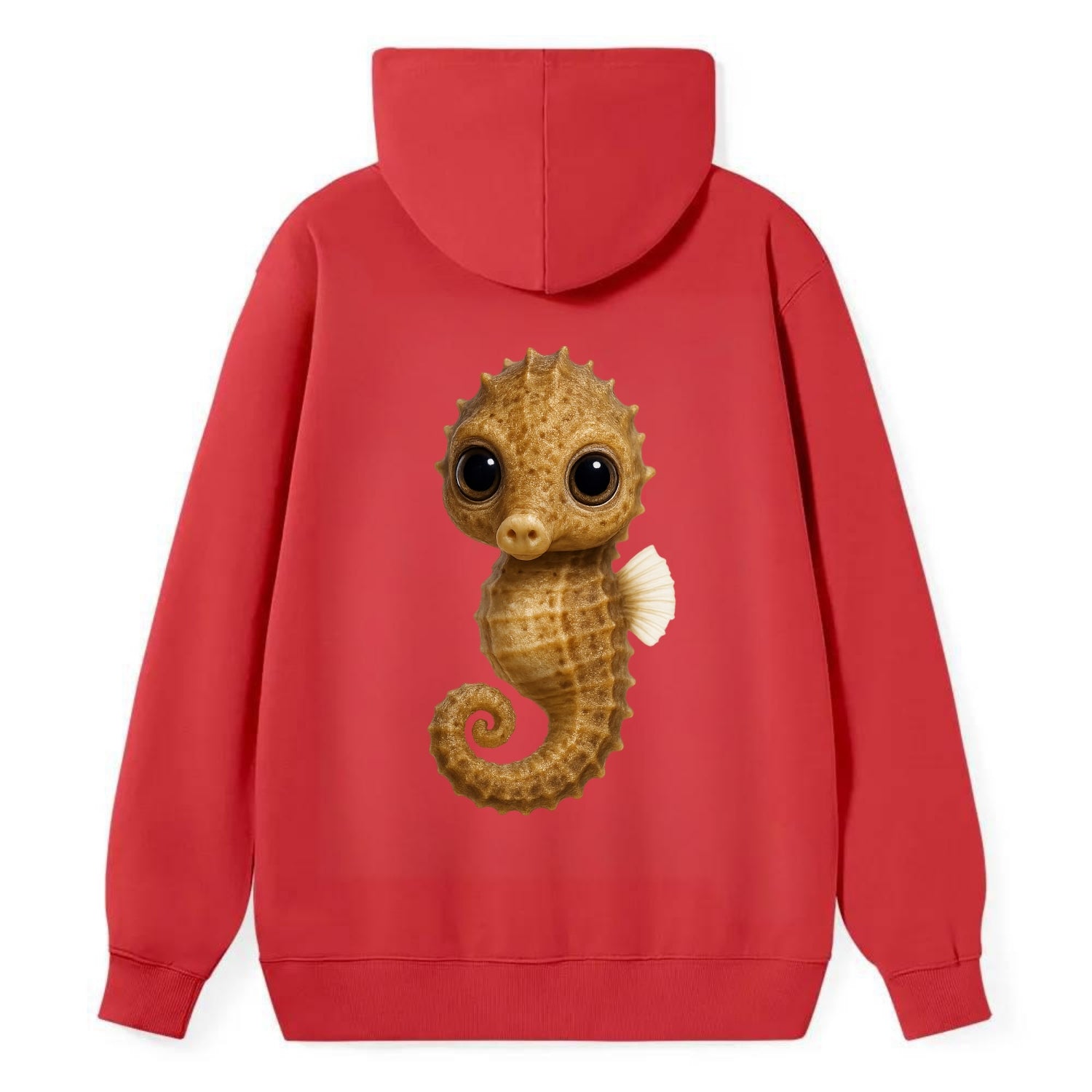 Baby Seahorse - curled tail, snout, large eyes, front-facing, delicate - Classic Pullover Hoodie - Red