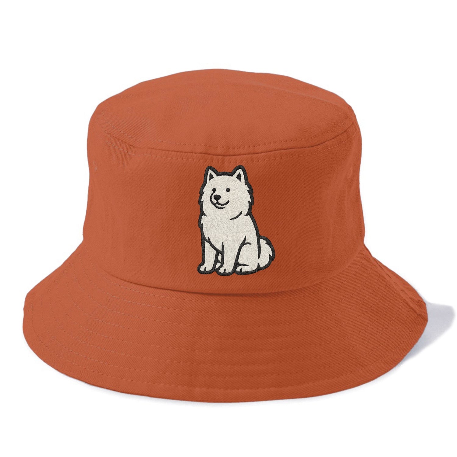 Samoyed - White fluffy embroidered desig Bucket Hat - Red