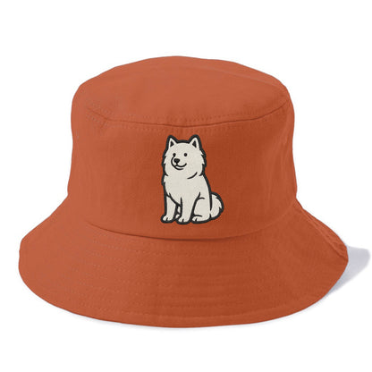 Samoyed - White fluffy embroidered desig Bucket Hat - Red