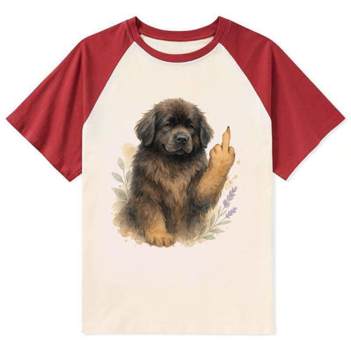 Newfoundland fluffy bear-like with webbed paws, massive gentle paw up - Contrast Raglan T-shirt