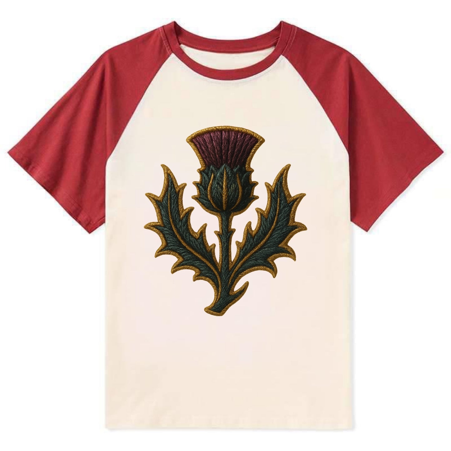 Scottish Thistle  - Contrast Raglan T-shirt - Red