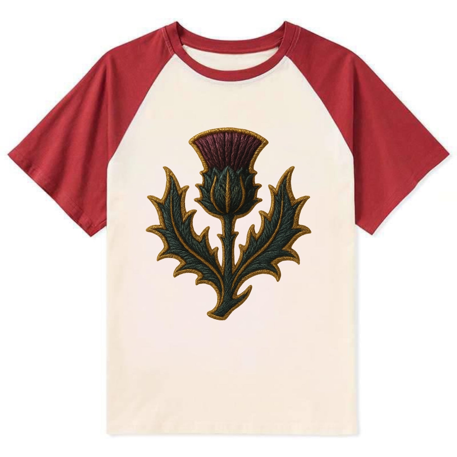 Scottish Thistle  - Contrast Raglan T-shirt - Red