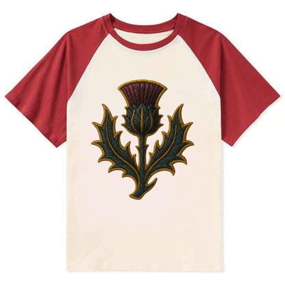 Scottish Thistle  - Contrast Raglan T-shirt - Red