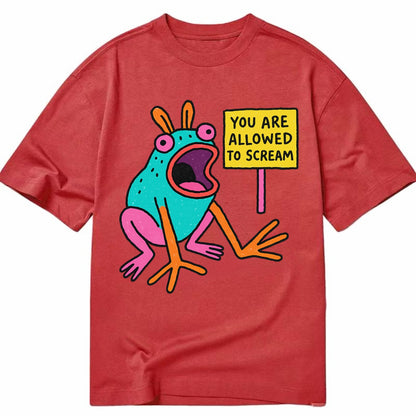 YOU ARE ALLOWED TO SCREAM | Open-mouthed frog mid-scream - Classic T-shirt - Red