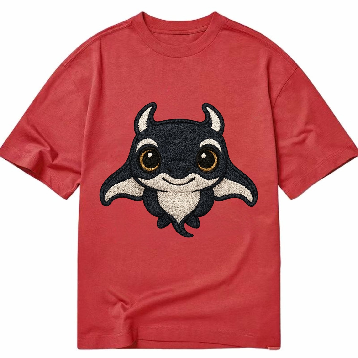 Baby Manta Ray - dark with white markings, cephalic fins, gentle eyes, - Classic T-shirt - Red