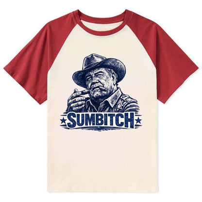 Sumbitch - Contrast Raglan T-shirt - Red
