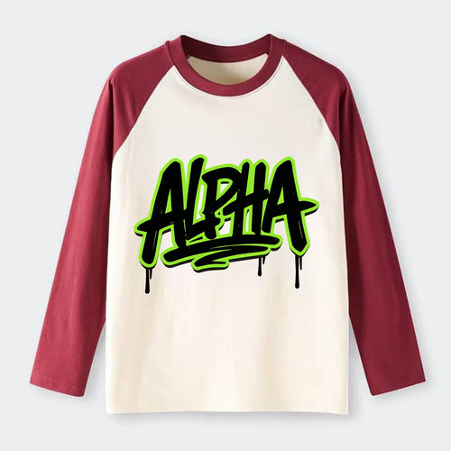 Bold typography design - ALPHA - leader of the pack - Raglan Long Sleeve T-Shirt