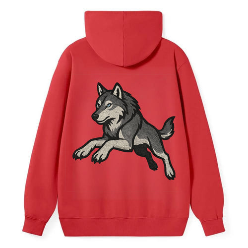 Wolf Leaping Action  - Classic Pullover Hoodie