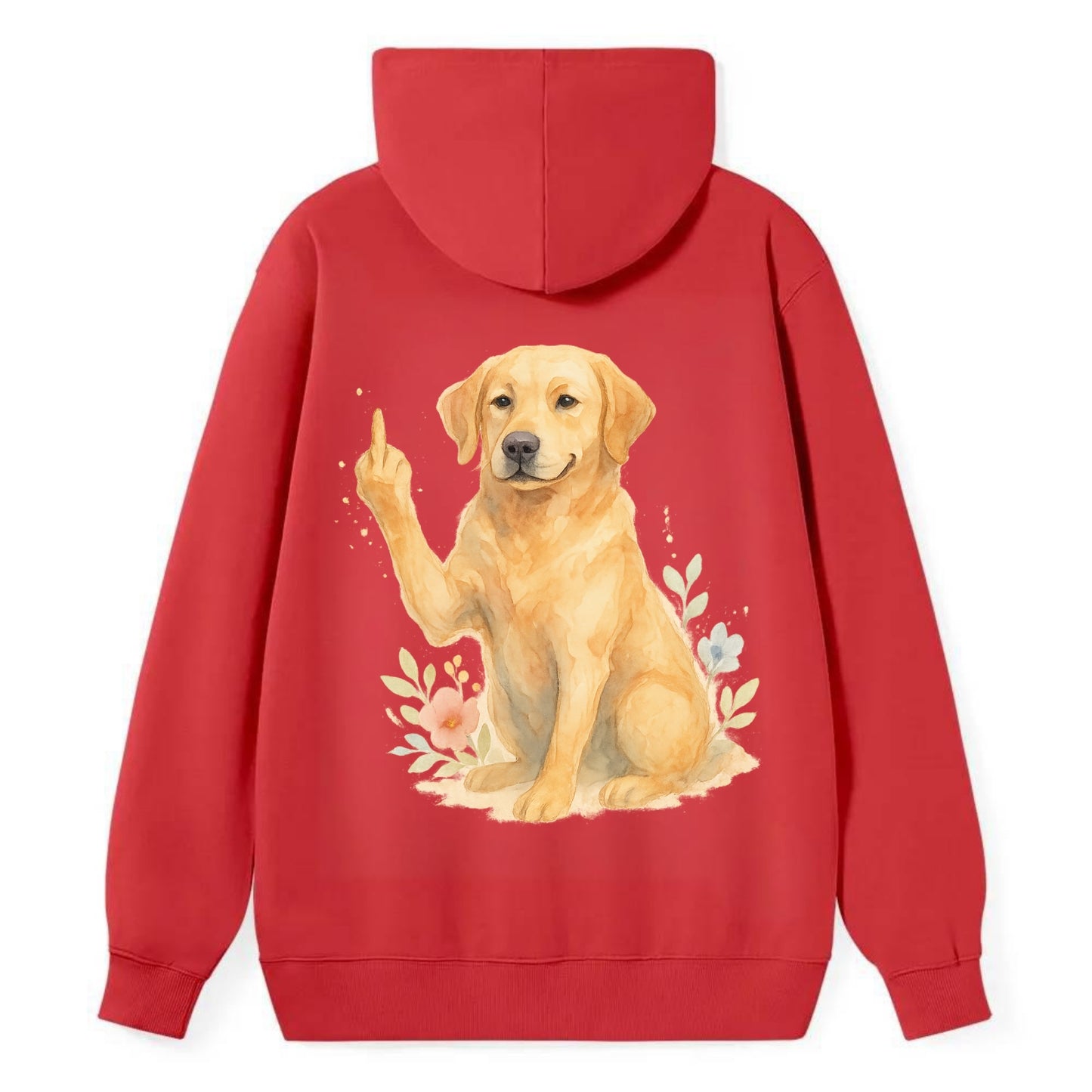 Labrador Retriever yellow sitting pretty, friendly face, strong paw up - Classic Pullover Hoodie - Red