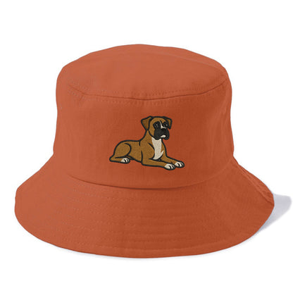 Boxer - Fawn colored relaxed lying down Bucket Hat - Red