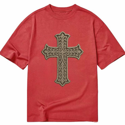 Filigree Cross  - Classic T-shirt - Red