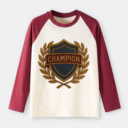 Champion Shield  - Raglan Long Sleeve T-Shirt - Red