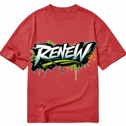 Bold typography design - "RENEW" - starting fresh, regenerating - Classic T-shirt - Red