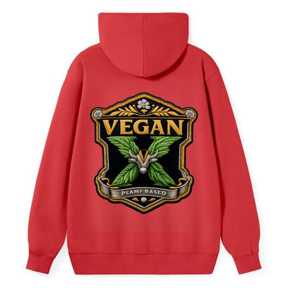 VEGAN X - plant-based symbol in green , animal rights - Classic Pullover Hoodie - Red