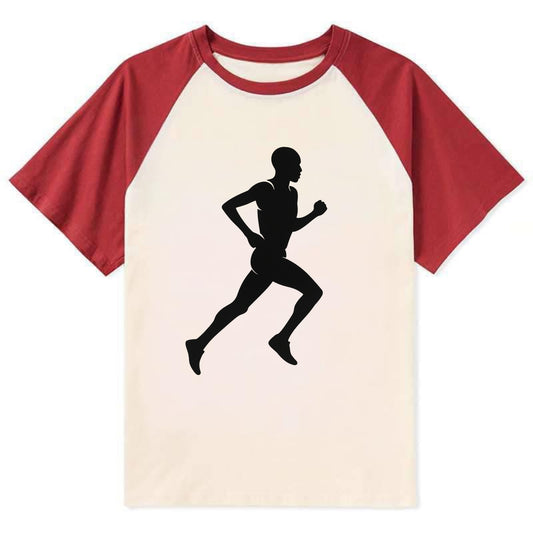 Kenyan distance runner stride - Contrast Raglan T-shirt - Red