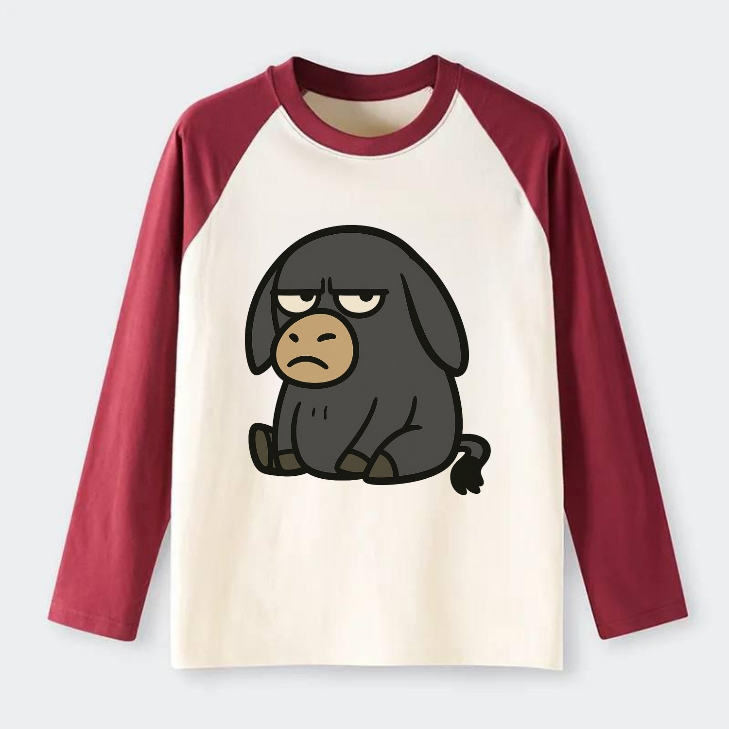 The Donky Judging Silently - Raglan Long Sleeve T-Shirt - Red