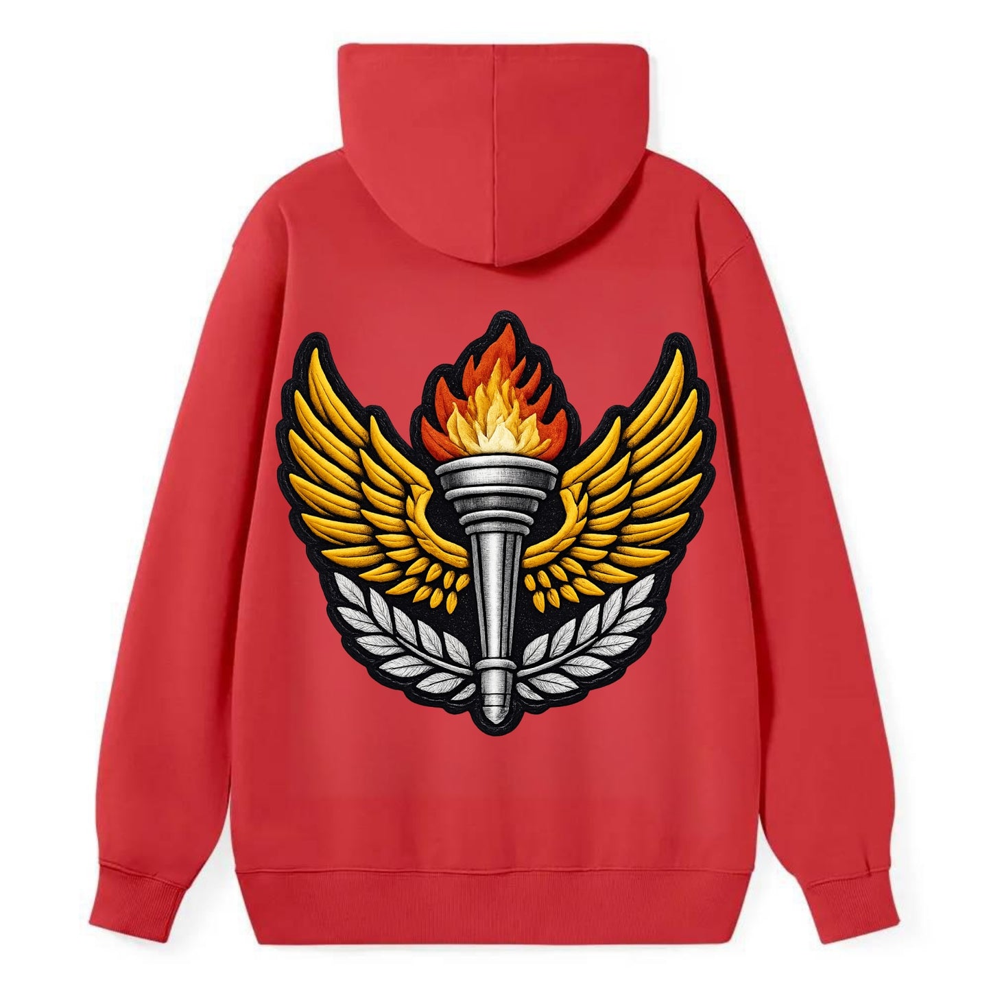 Embroidered patch design - TRACK AND FIELD TORCH - Olympic style torch - Classic Pullover Hoodie - Red