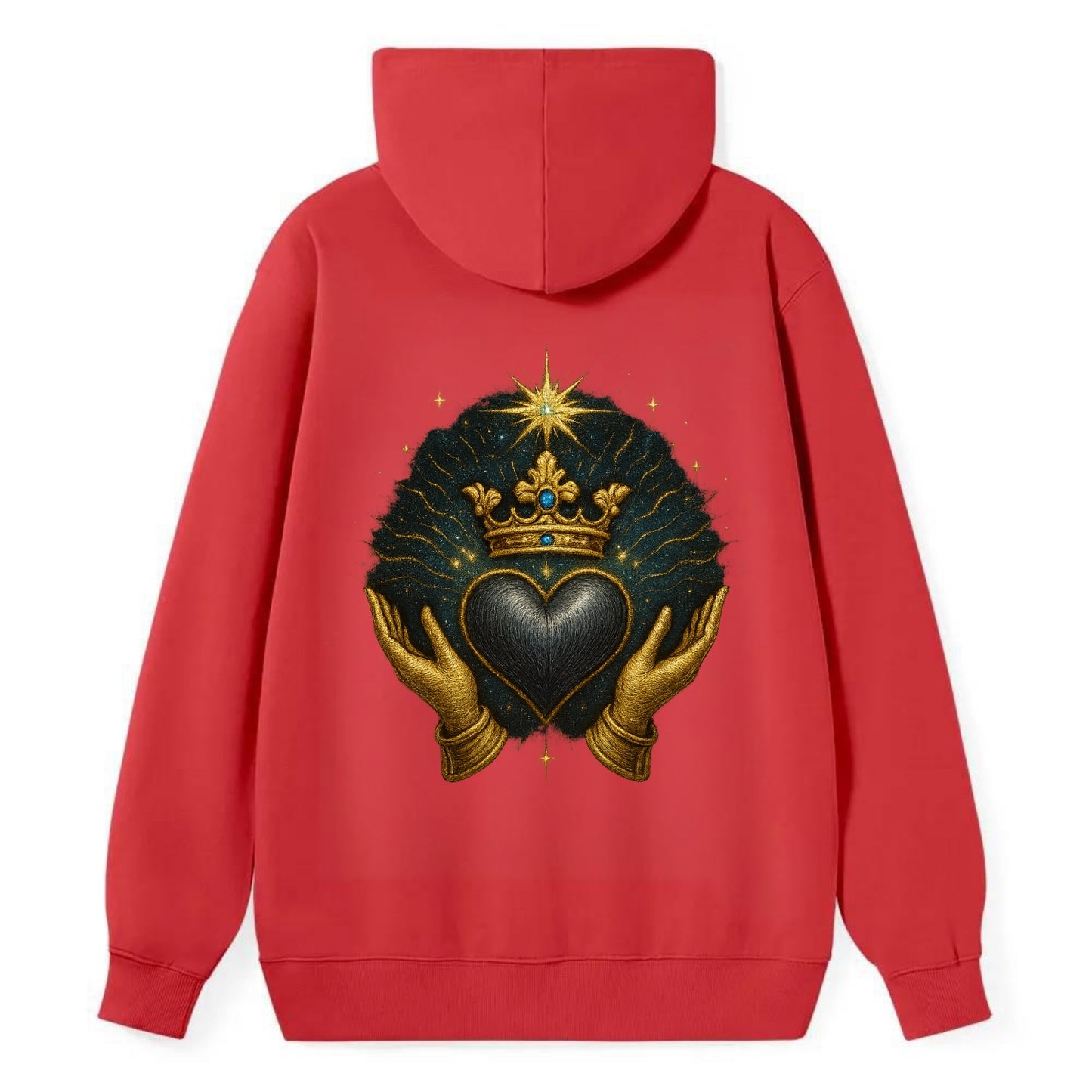 Pearl-studded tiara atop a satin-gunmetal heart supported by elegant - Classic Pullover Hoodie - Red