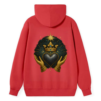 Pearl-studded tiara atop a satin-gunmetal heart supported by elegant - Classic Pullover Hoodie - Red
