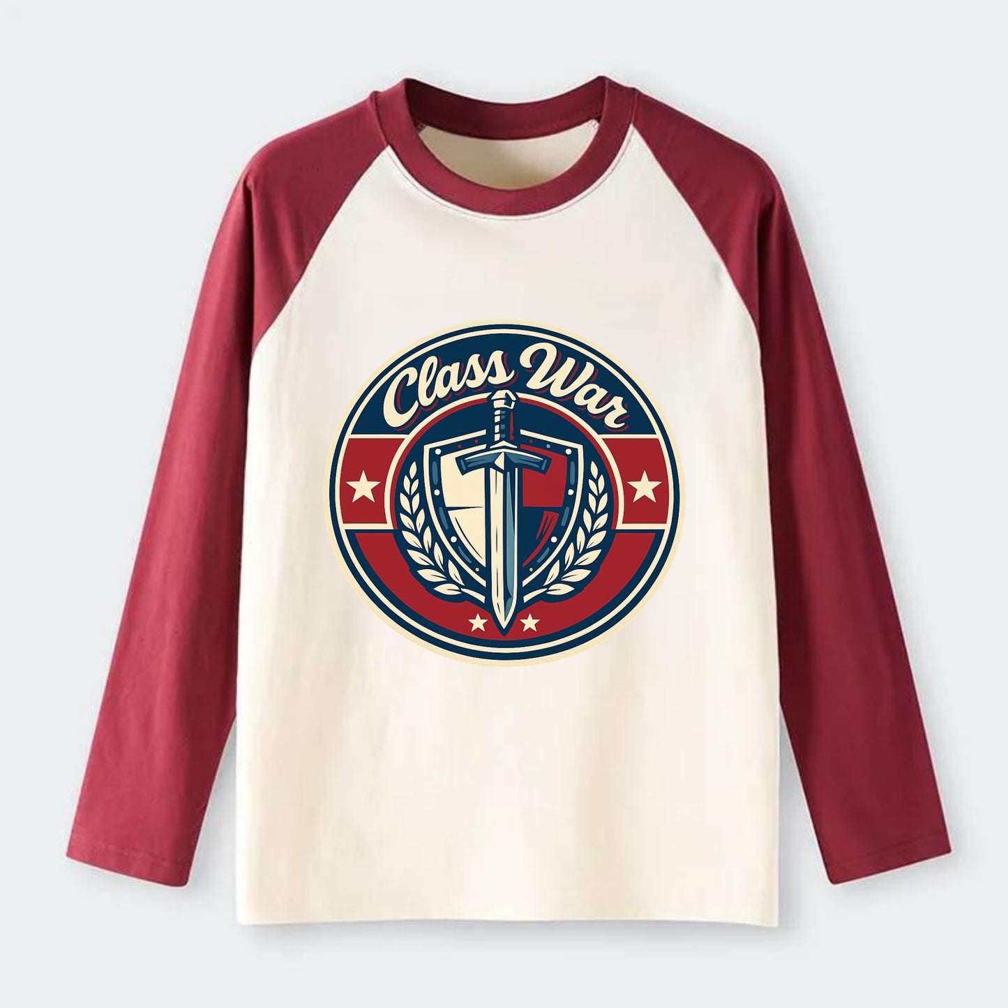class war - Raglan Long Sleeve T-Shirt - Red