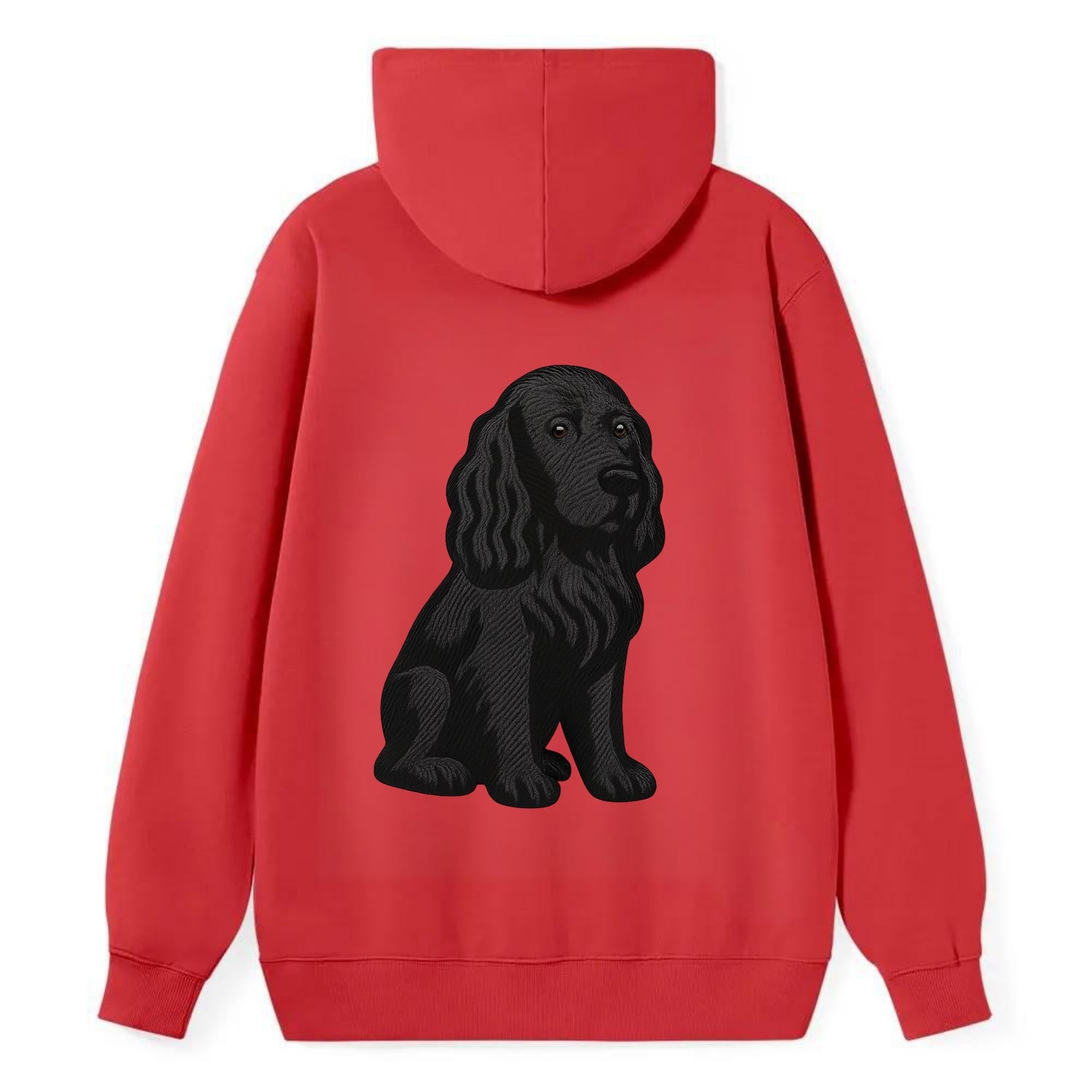 Field Spaniel - Black silky coat embroidered pose - Classic Pullover Hoodie - Red