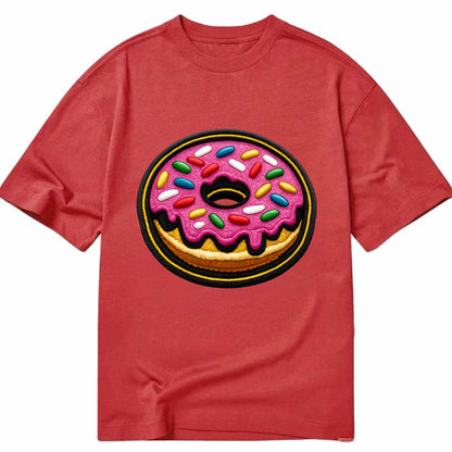 DONUT SPRINKLES - glazed donut with sprinkles in pink and rainbow , sweet treat - Classic T-shirt - Red
