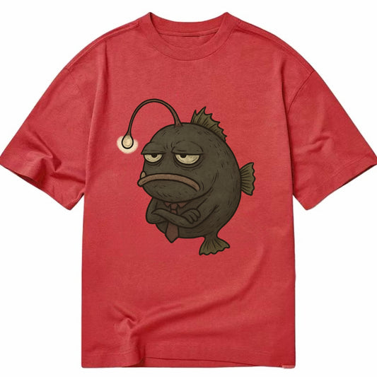 THE ANGLERFISH LURES DISAPPOINTMENT | Dark gray anglerfish with dim light - Classic T-shirt - Red
