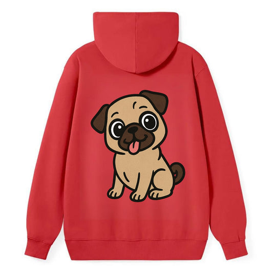 Pug - Tilted head with tongue out - Classic Pullover Hoodie - Red