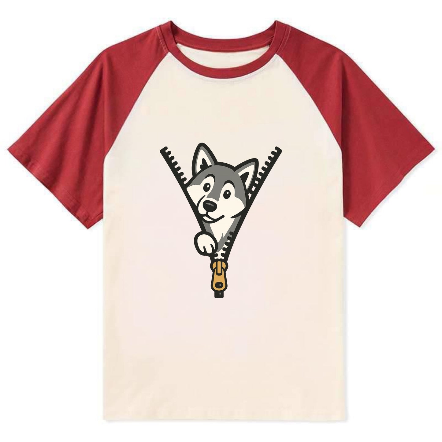Alaskan Malamute - Contrast Raglan T-shirt - Red