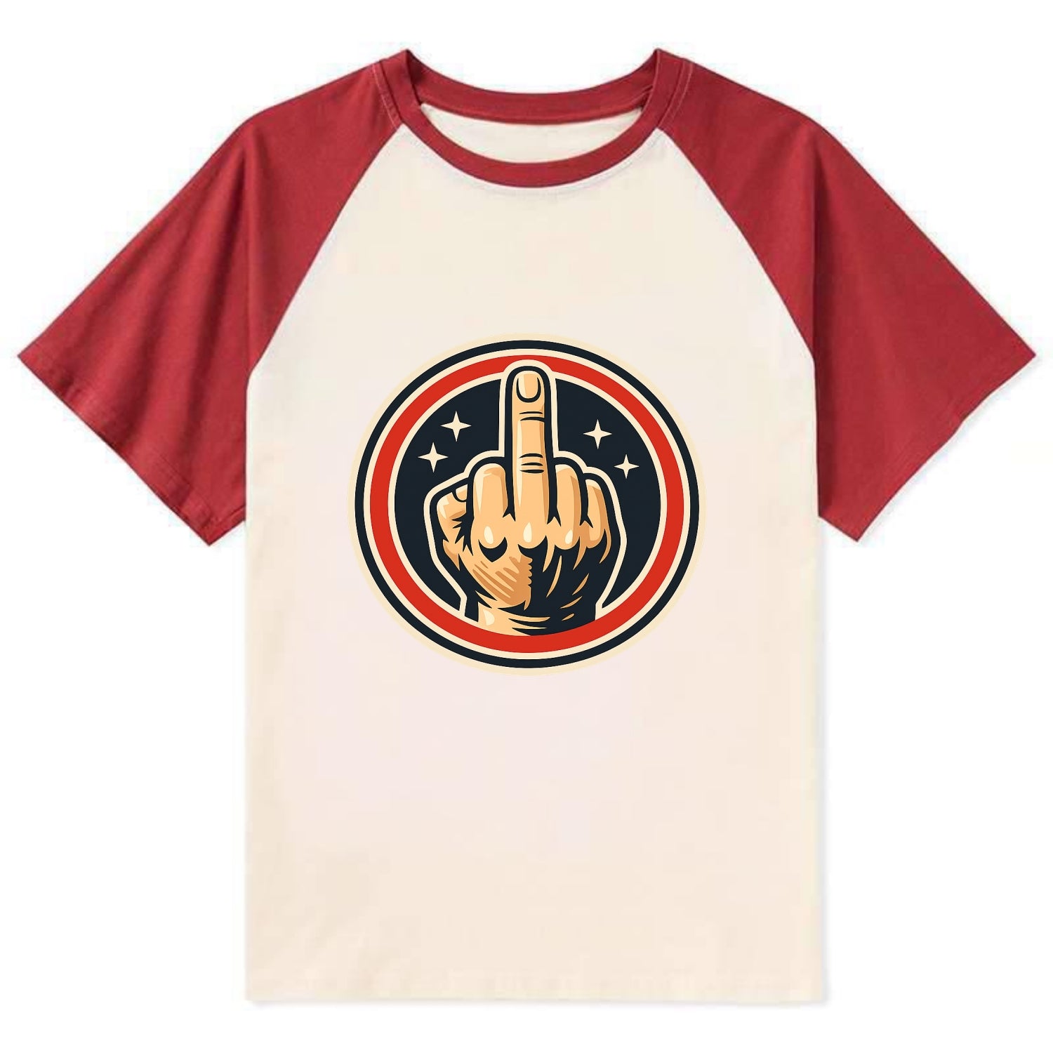 Defiant Spirit Emblem - Contrast Raglan T-shirt - Red