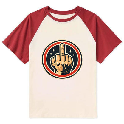 Defiant Spirit Emblem - Contrast Raglan T-shirt - Red