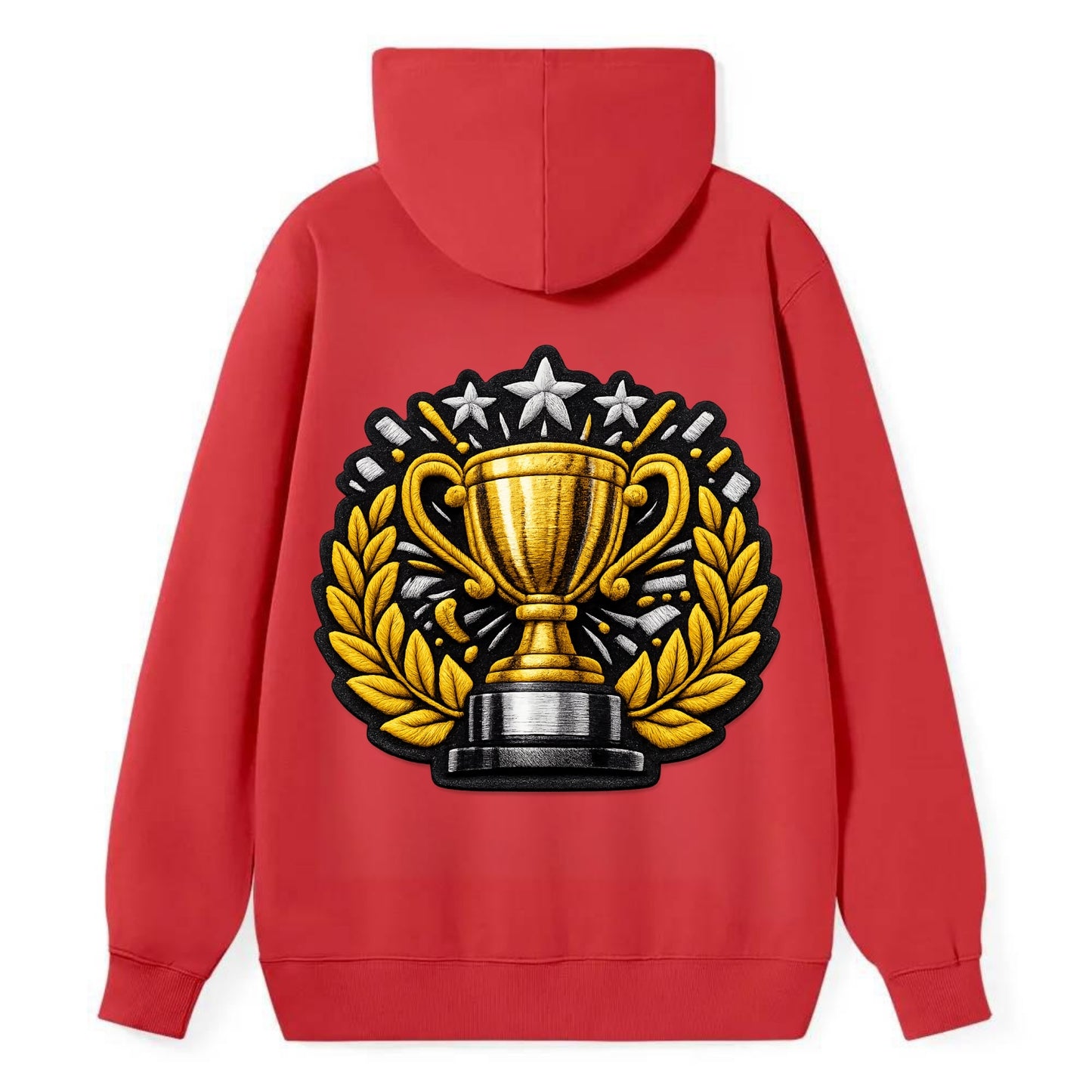 Embroidered patch design - CHAMPIONSHIP TROPHY - golden trophy cup with - Classic Pullover Hoodie - Red