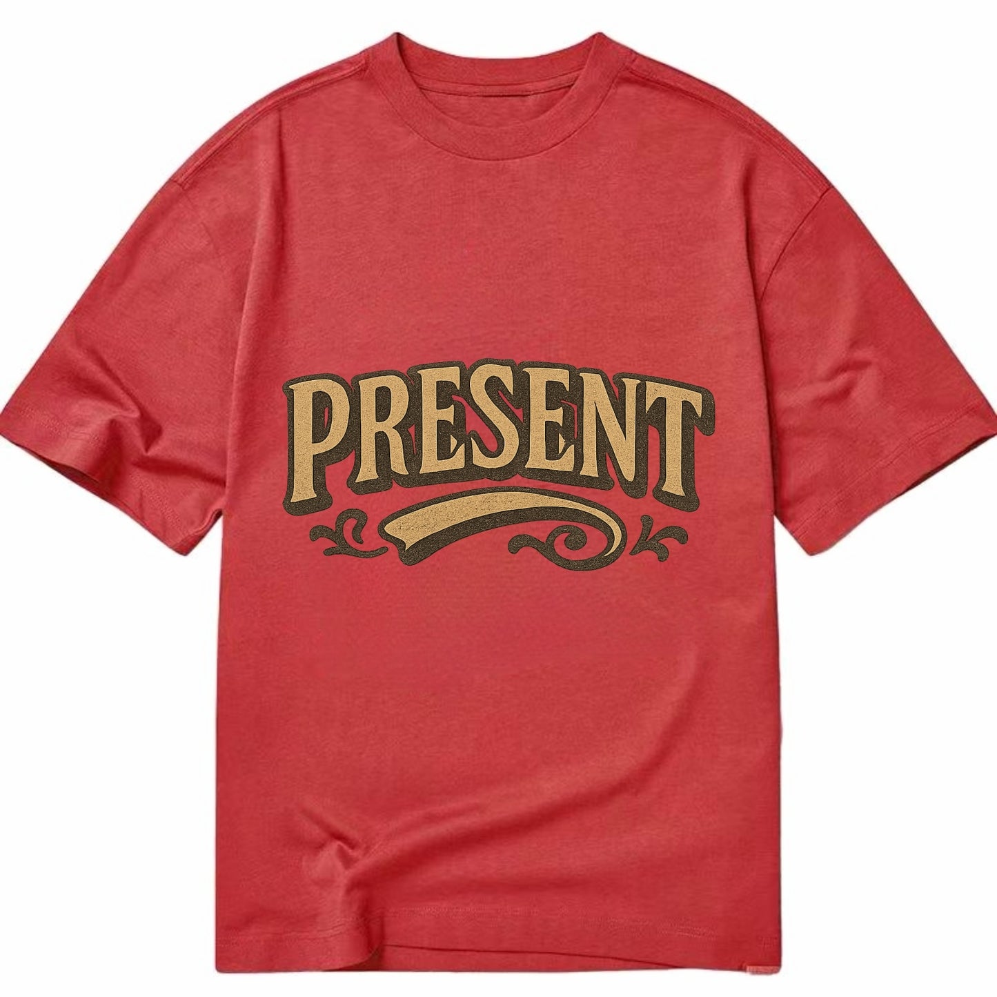 Bold typography design - "PRESENT" - living in the now - Classic T-shirt - Red