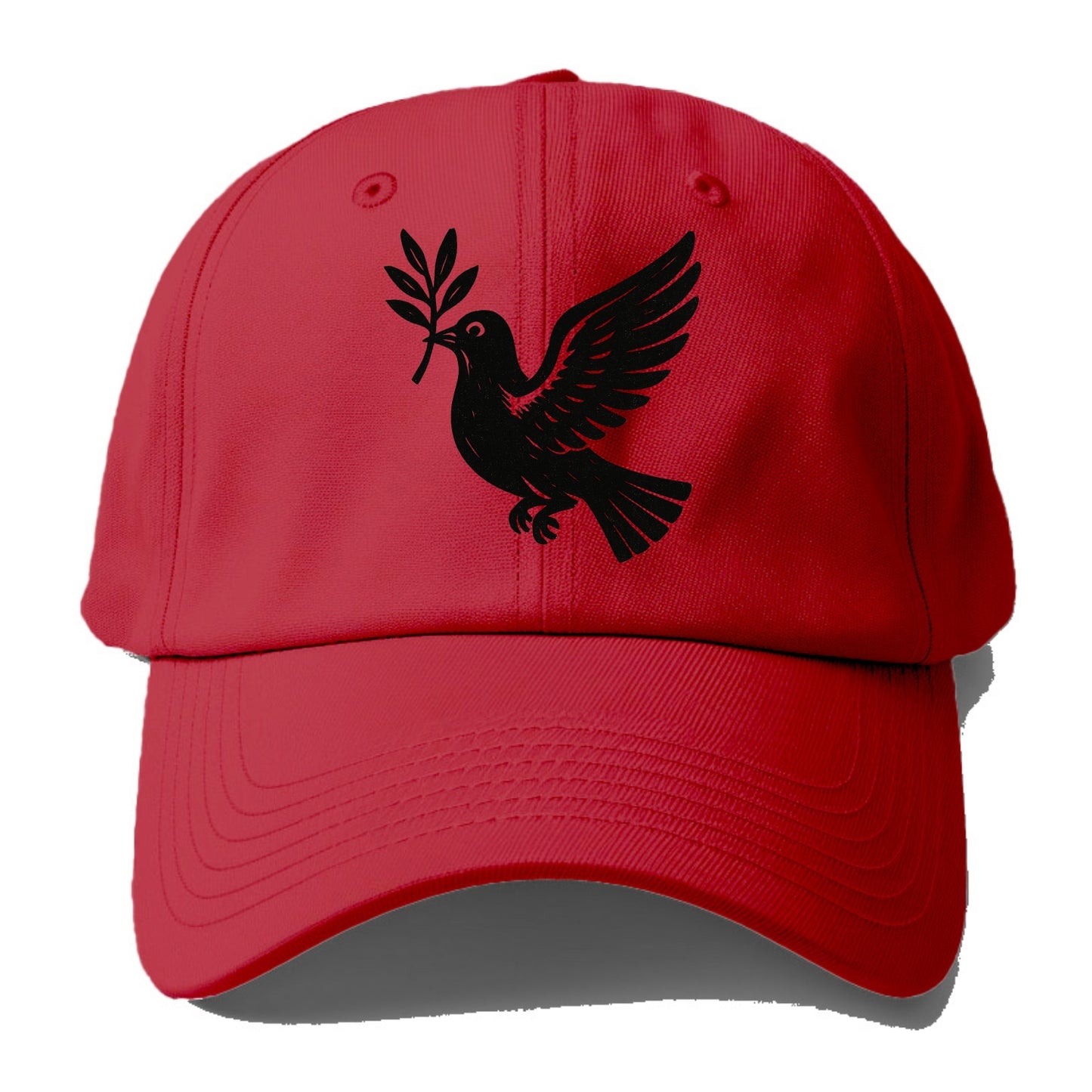 Dove carrying olive branch - peace movement ink painting - Baseball Cap - Red
