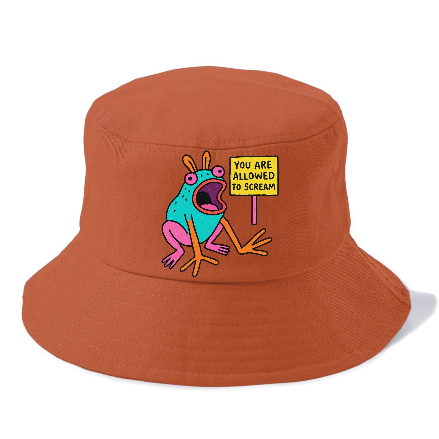 YOU ARE ALLOWED TO SCREAM | Open-mouthed frog mid-scream - Bucket Hat - Red
