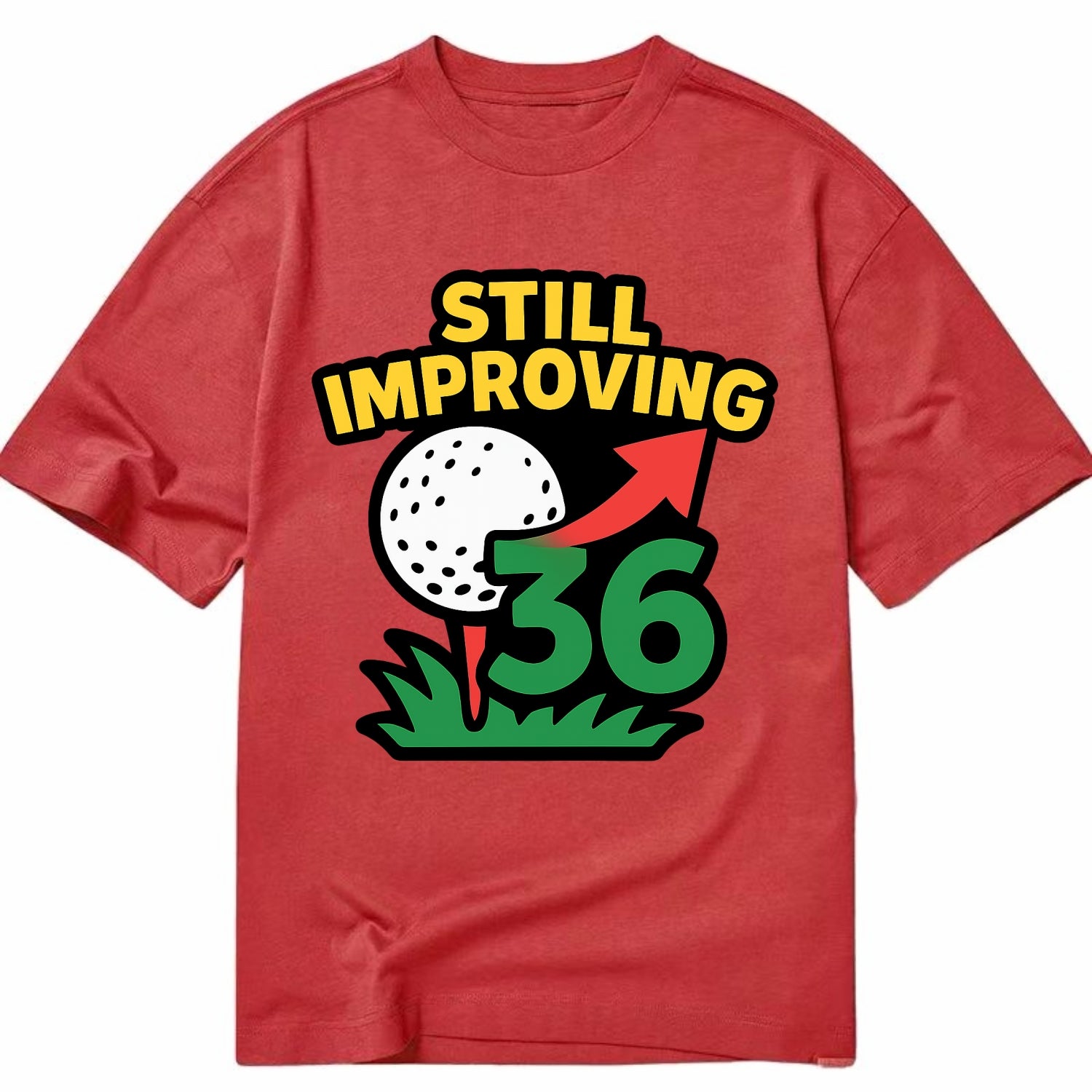 Handicap number getting higher with arrow - "Still Improving" - optimistic - Classic T-shirt - Red
