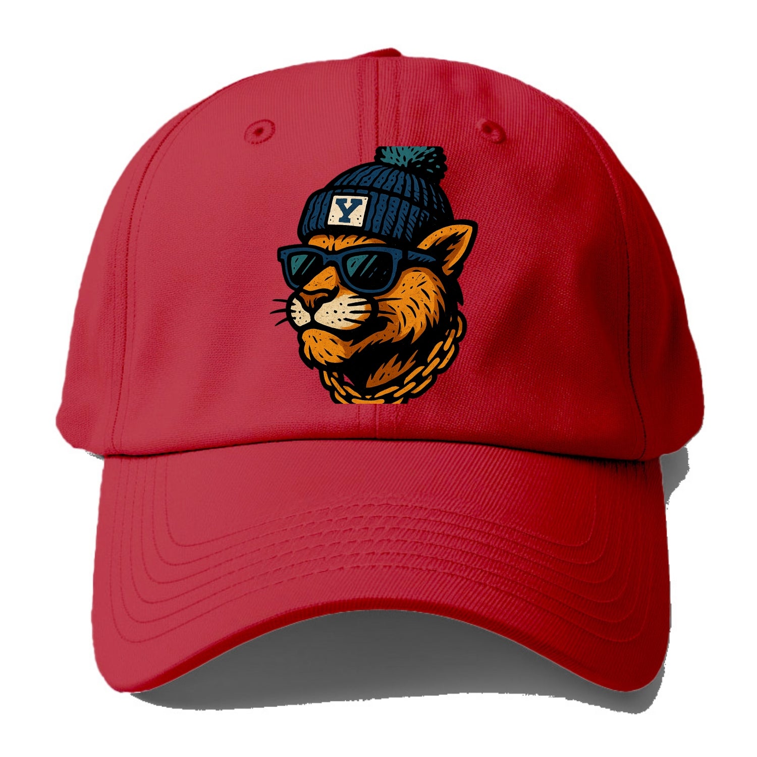 Provo Cougar wearing BYU beanie with Y patch - Baseball Cap - Red