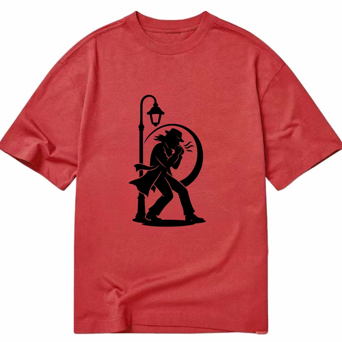 Blues harmonica player under streetlight - Classic T-shirt - Red