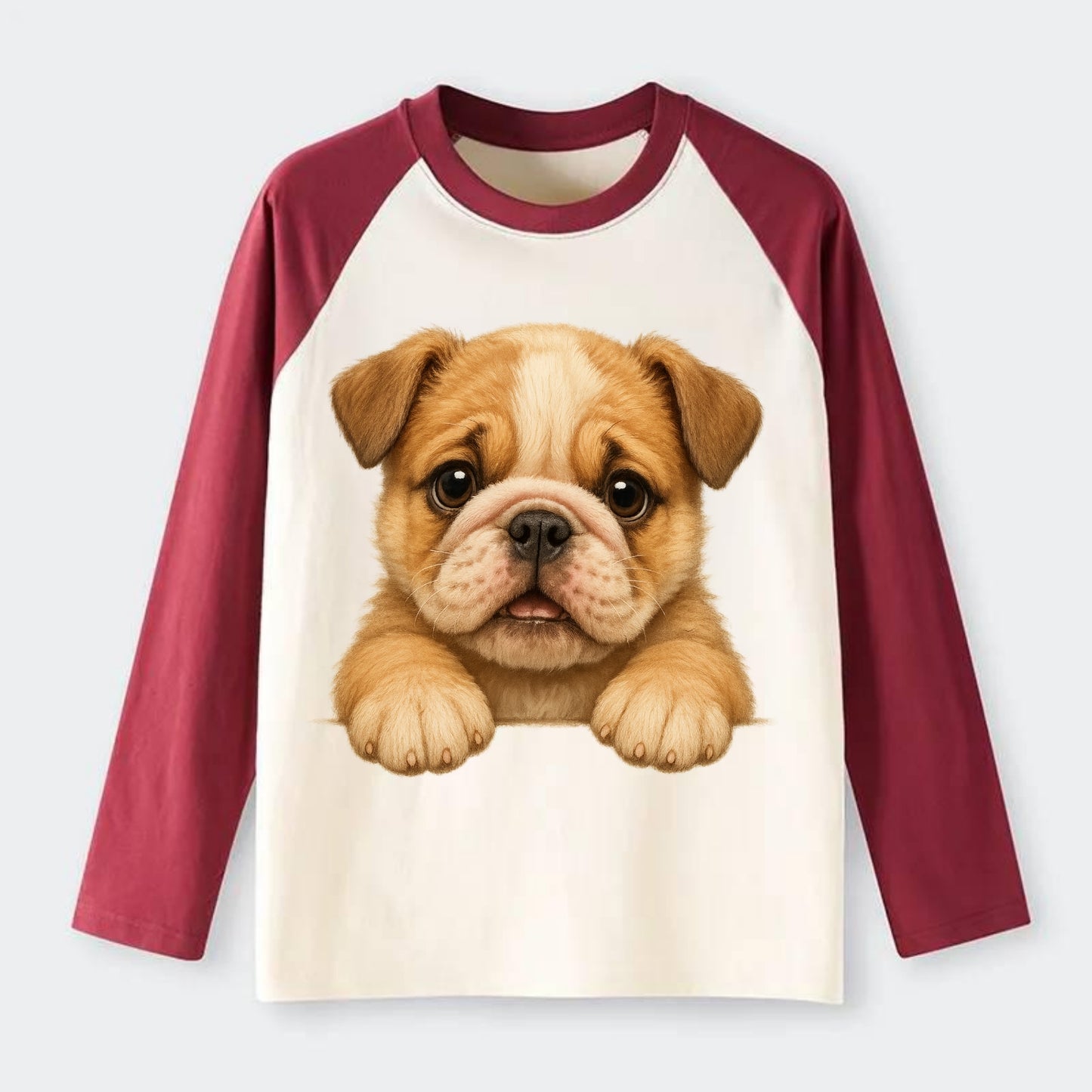 Bulldog  - Raglan Long Sleeve T-Shirt - Red