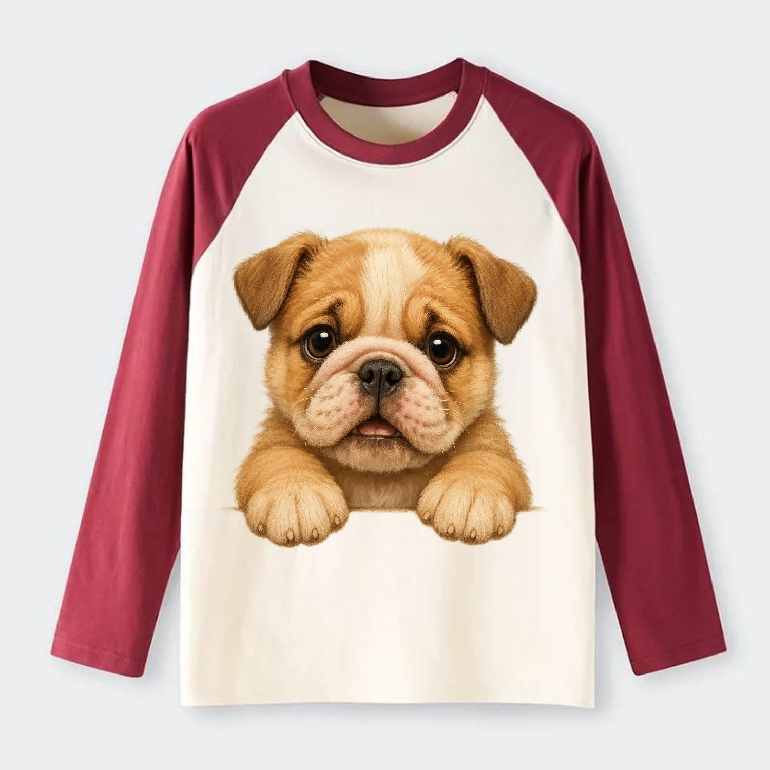 Bulldog  - Raglan Long Sleeve T-Shirt - Red
