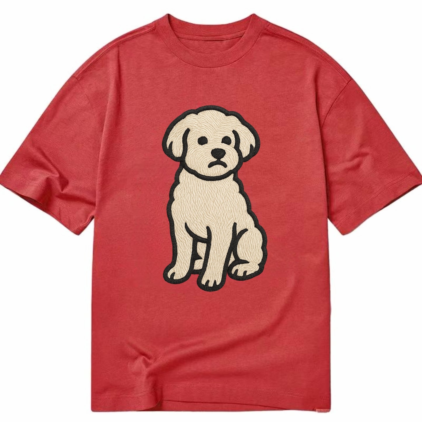 Maltipoo - White curly sitting pose - Cl Classic T-shirt - Red