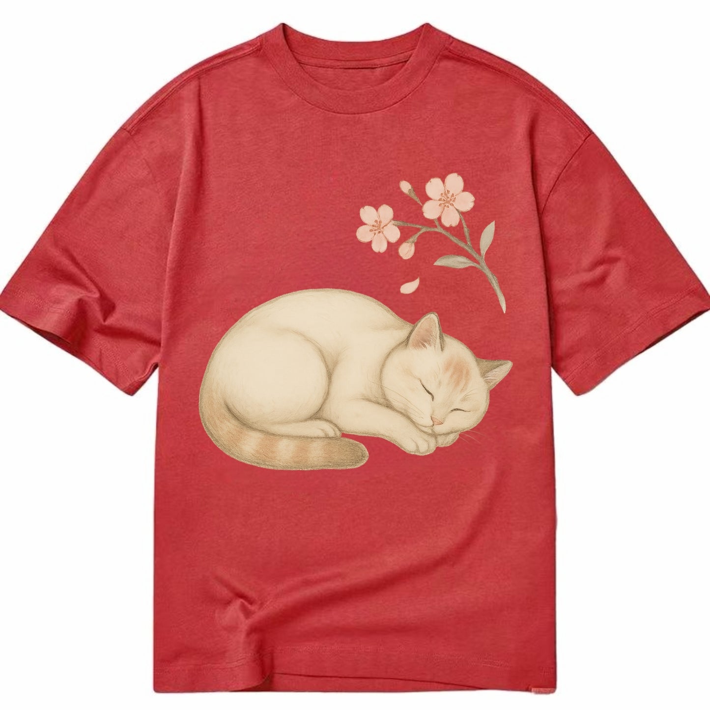 Zen Garden Cat  - Classic T-shirt - Red