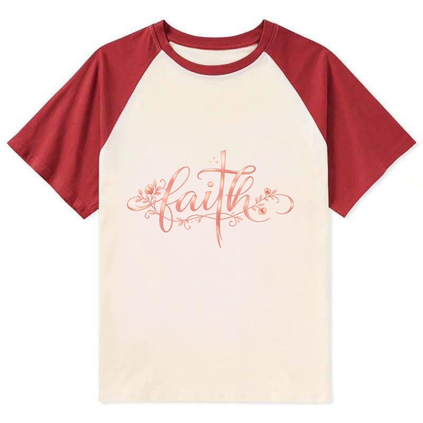 Faith - Contrast Raglan T-shirt - Red