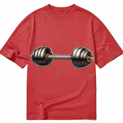 Embroidered patch design - WEIGHTLIFTING BARBELL - heavy barbell with plates in - Classic T-shirt - Red