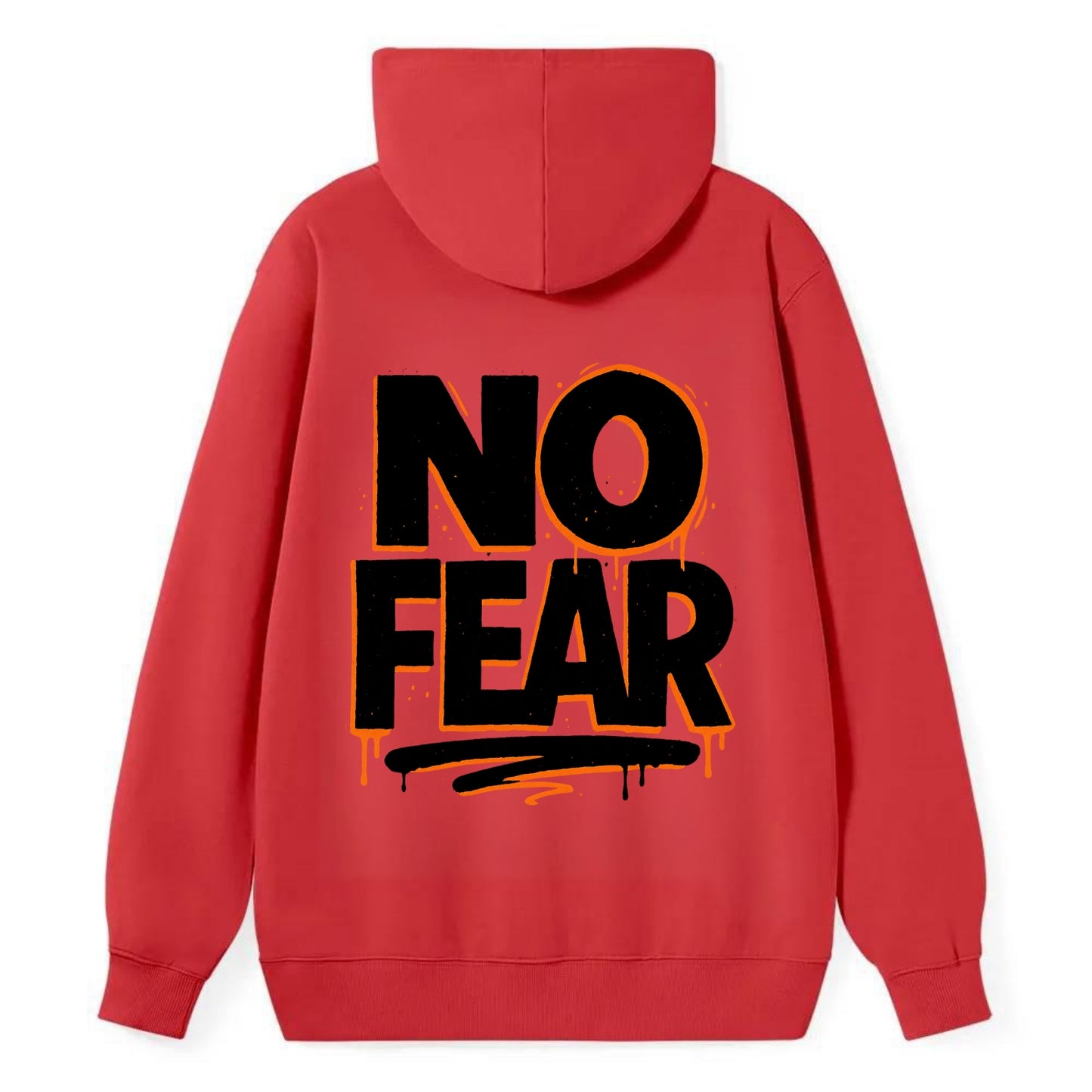 Bold typography design - "NO FEAR" - courage, bravery - Classic Pullover Hoodie - Red